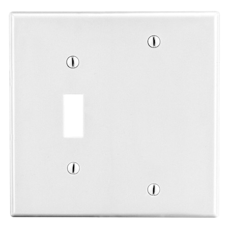 Hubbell Wiring Device-Kellems Wallplate, Mid-Size 2-Gang, 1) Toggle 1) Box Mount Blank, White PJ113W